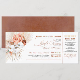 Tarjeta de embarque Ticket Floral Tropical Bridal
