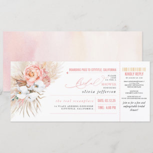 Tarjeta de embarque Ticket Floral Tropical Bridal