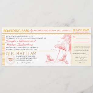 tarjeta de embarque tropical - invitación a la bod