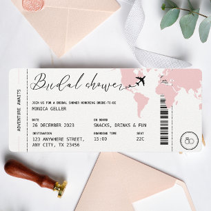 Tarjeta de embarque Viaje de novias Ducha Rubor Pi