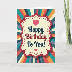 Tarjeta de emblema de cumpleaños floral