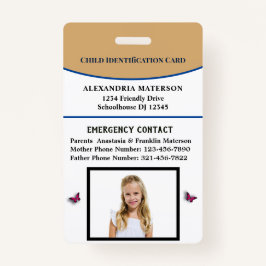 Tarjeta de emergencia de identificación de Chica d