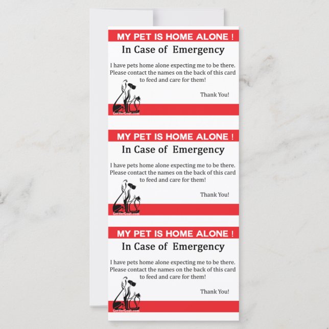 Tarjeta de emergencia del mascota (Anverso)