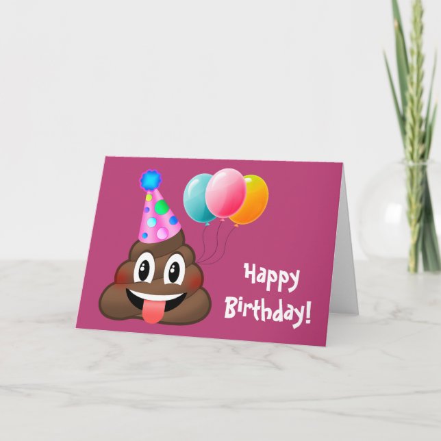 Tarjeta de Emoji de poop, Fiesta de cumpleaños fel (Anverso)