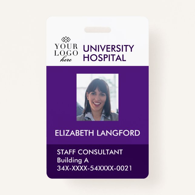 Tarjeta de empleado Personalizado| Foto, logotipo  (Anverso)