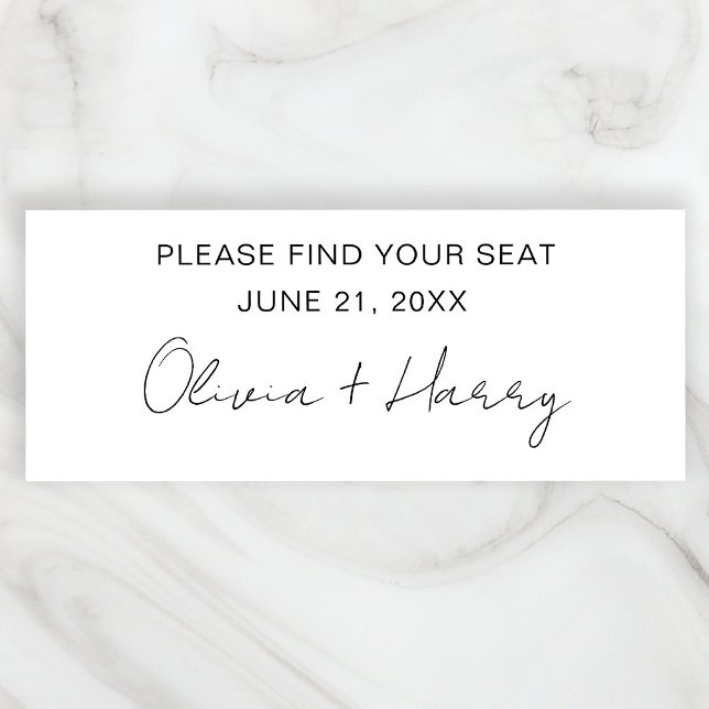 Tarjeta de encabezado de asientos de mesa de boda  (Personalize with Your Custom Date & Names in Stylish Handwritten Script)