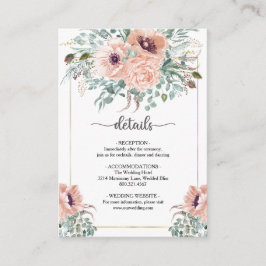 Tarjeta de Encaje Floral Rosa Claro para Boda