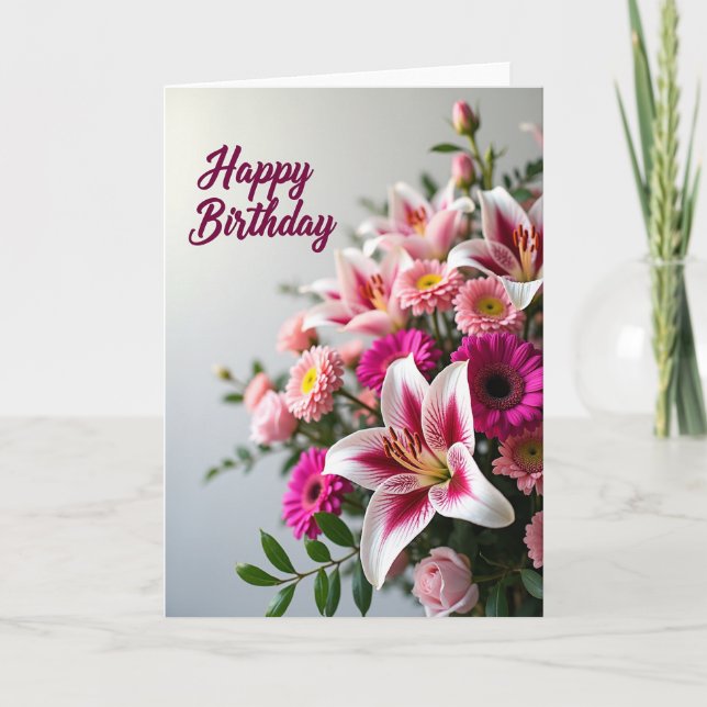 Tarjeta de encanto floral Chevron (Anverso)