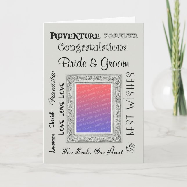 Tarjeta de encargo de la enhorabuena de la boda de (Anverso)