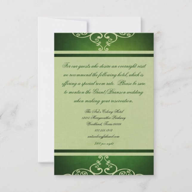 Tarjeta de encargo de los alojamientos de la boda (Anverso)