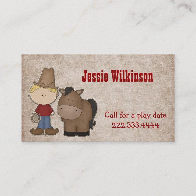 Tarjeta de encargo de Playdate del vaquero lindo (Anverso)
