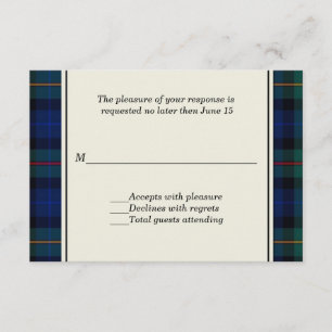 Tarjeta de encargo de RSVP de la tela escocesa de