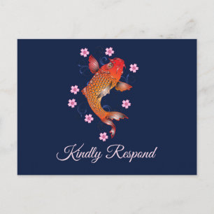 Tarjeta de encargo de RSVP de los pescados de Koi