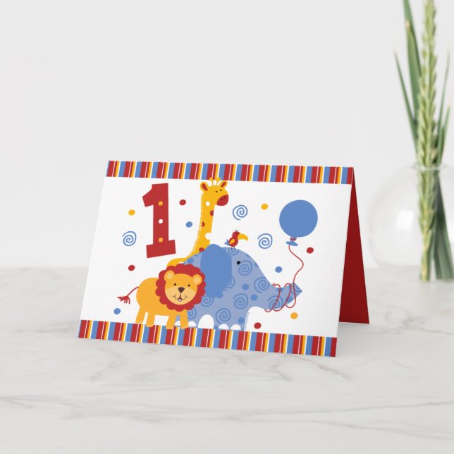 Tarjeta de encargo del 1r cumpleaños del safari (Anverso)