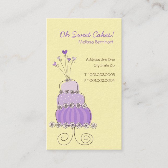 Tarjeta de encargo del perfil del pastel de bodas (Anverso)