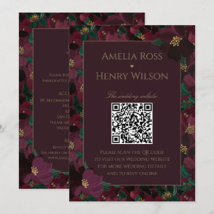 Tarjeta de Encerramiento Floral de Patrón de Boda