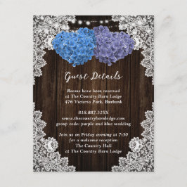 Tarjeta de Encerramiento Floral Morada y Azul Rúst