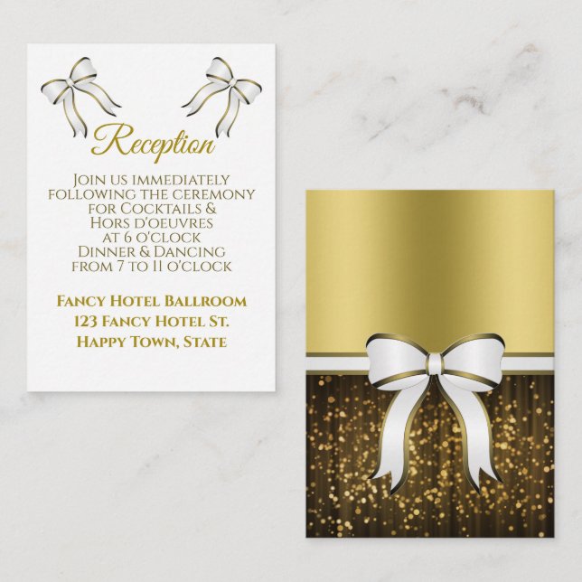 Tarjeta de Encierre de Recepción de Boda con Cinta (Anverso / Reverso)