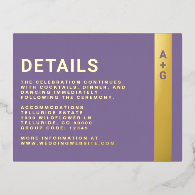 Tarjeta de Encierro de Detalles Morados (Anverso)