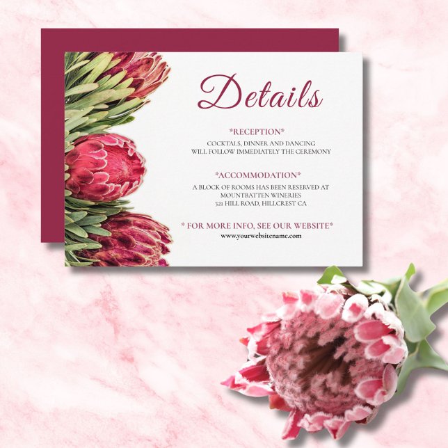 Tarjeta de Enclosure de Boda de Protea Rosa Floral (Subido por el creador)