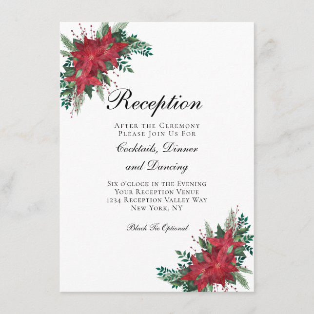 Tarjeta de Enclosure de Recepción de Boda Roja Poi (Anverso)