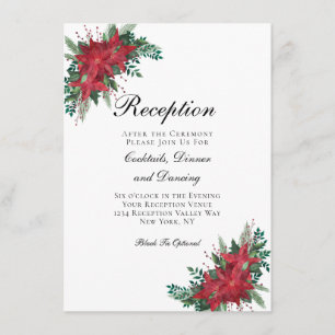 Tarjeta de Enclosure de Recepción de Boda Roja Poi