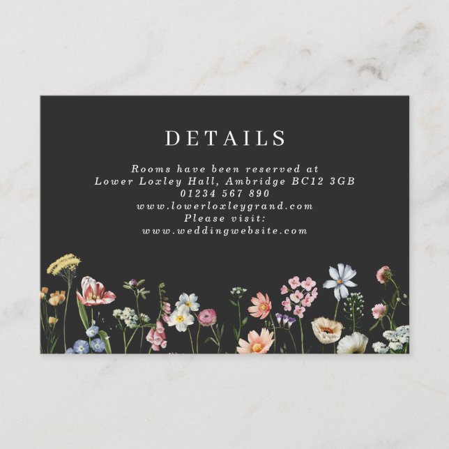 Tarjeta de Enclusura de Boda de Flores Silvestres  (Anverso)