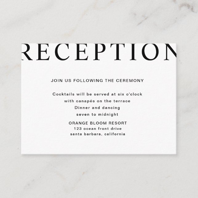 Tarjeta de Enclusura de Recepción de diseño ultra  (Anverso)