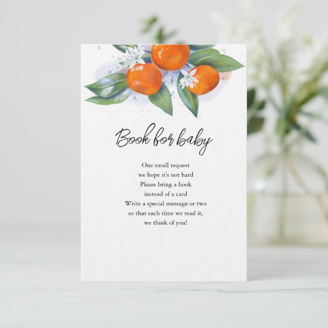 Tarjeta de Enclusura LIBROS PARA BEBÉ baby shower (Anverso de pie)