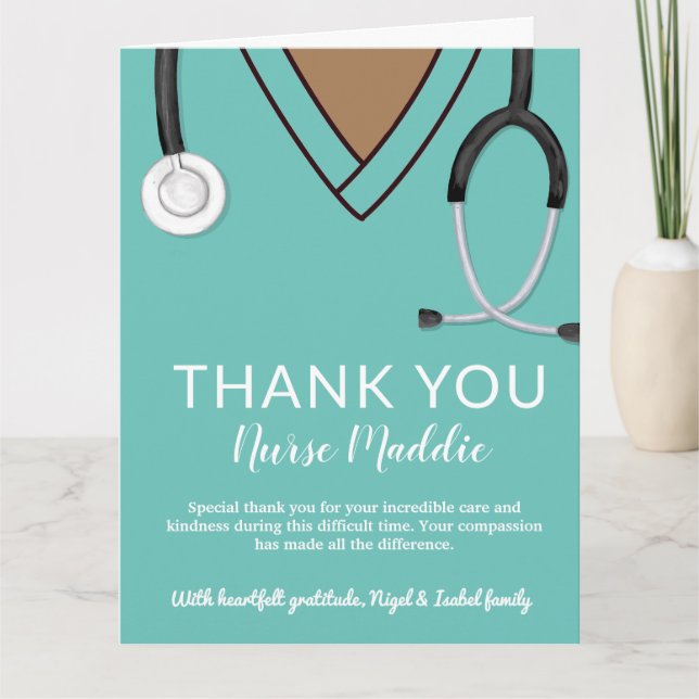 Tarjeta de enfermera y Médica de agradecimiento (Anverso)