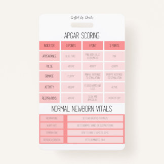 Tarjeta de enfermería de referencia APGAR y NRP