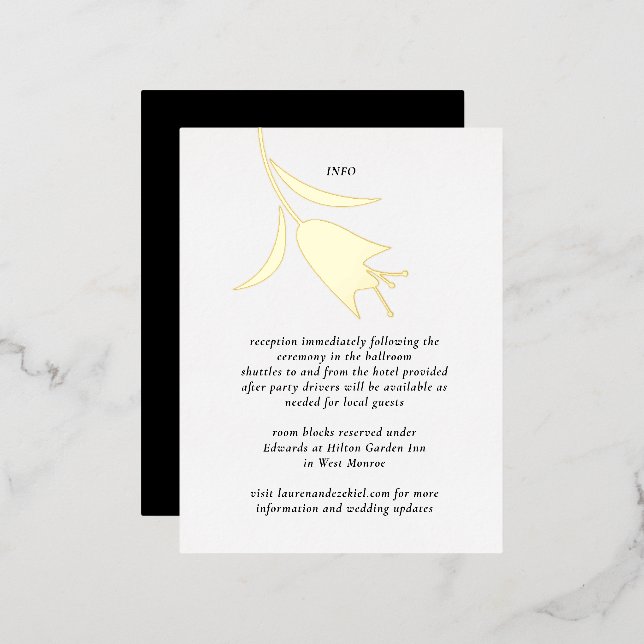TARJETA DE ENLACE DE BODA DE TULIP DE RELIEVE META (Anverso/Reverso)