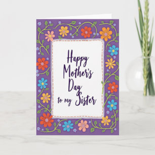 Tarjeta de enredaderas del día de la madre violeta
