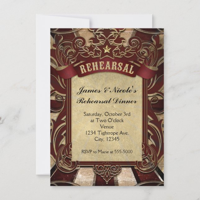 Tarjeta de ensayo de Boda de circo de carnaval de  (Anverso)