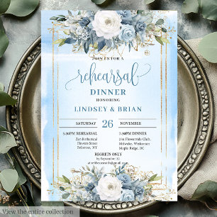 Tarjeta de ensayo minimalista Dusty Blue Peony Bod