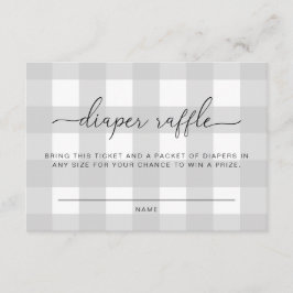 Tarjeta de entrada Light Gray Gingham Diaper Raffl