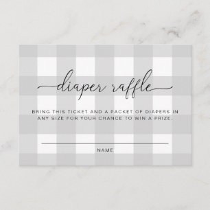 Tarjeta de entrada Light Gray Gingham Diaper Raffl