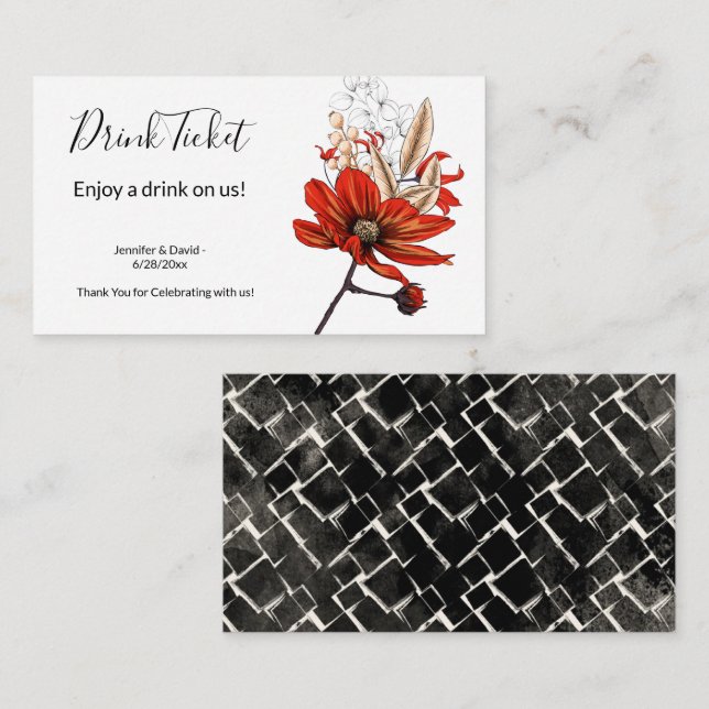 Tarjeta de entrada para boletos de bebida de flore (Anverso / Reverso)