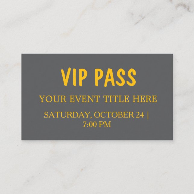 Tarjeta de entrada para evento con pase VIP elegan (Anverso)