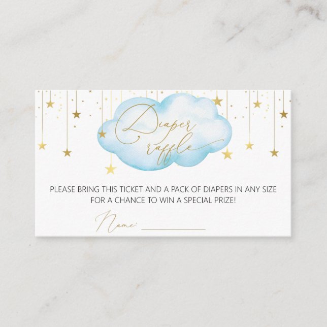 Tarjeta de entrada para pañales Raffle, luna y est (Anverso)