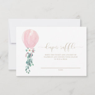 Tarjeta de entrada Raffle Raffle con globo rosa