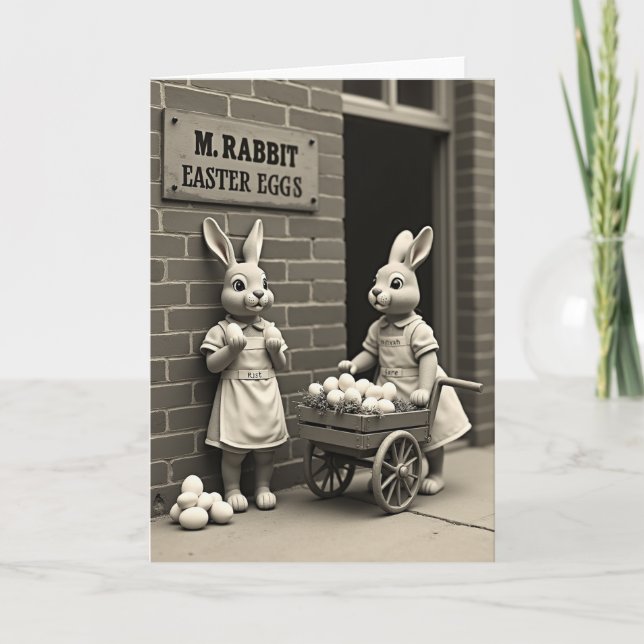 Tarjeta de entrega de conejitos de primavera (Anverso)