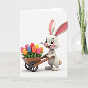Tarjeta de entrega de flores de conejito