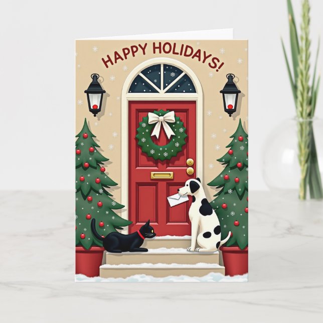 Tarjeta de entrega de mascotas para las fiestas (Anverso)