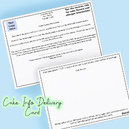 Tarjeta de entrega de pastelería para empresas de