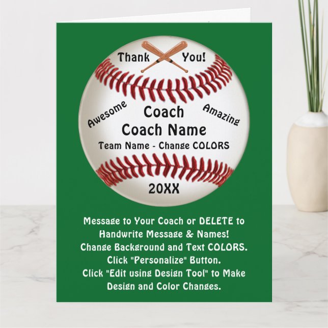 Tarjeta de entrenador de béisbol personalizada, (Anverso)