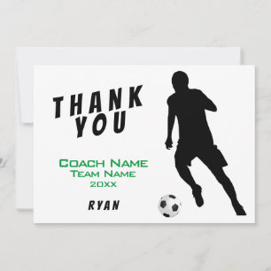 Tarjeta de entrenador de fútbol verde gracias