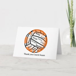 Tarjeta de entrenador de Naranja y voleibol blanco