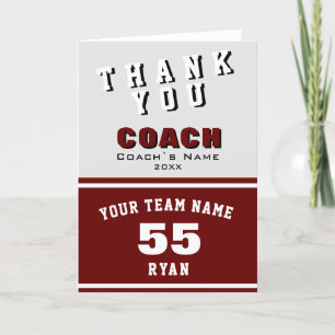 Tarjeta de entrenador de Sports Player Red Gracias
