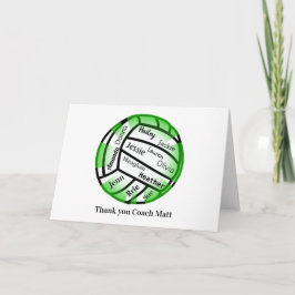 Tarjeta de entrenador de voleibol verde y blanco